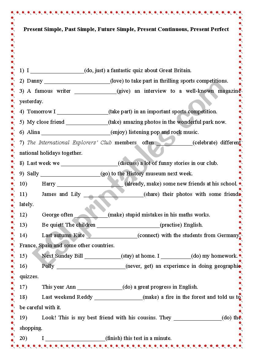 mixed tenses  worksheet