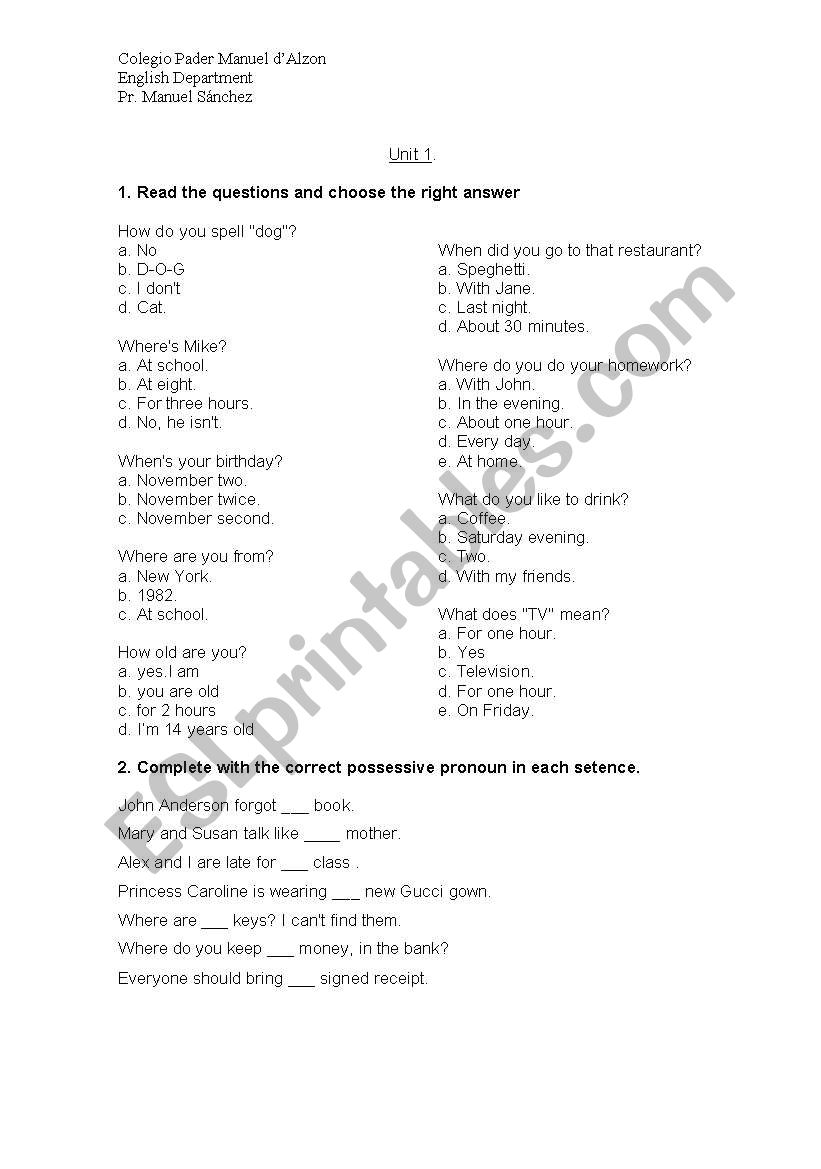 VERB TO BE worksheet