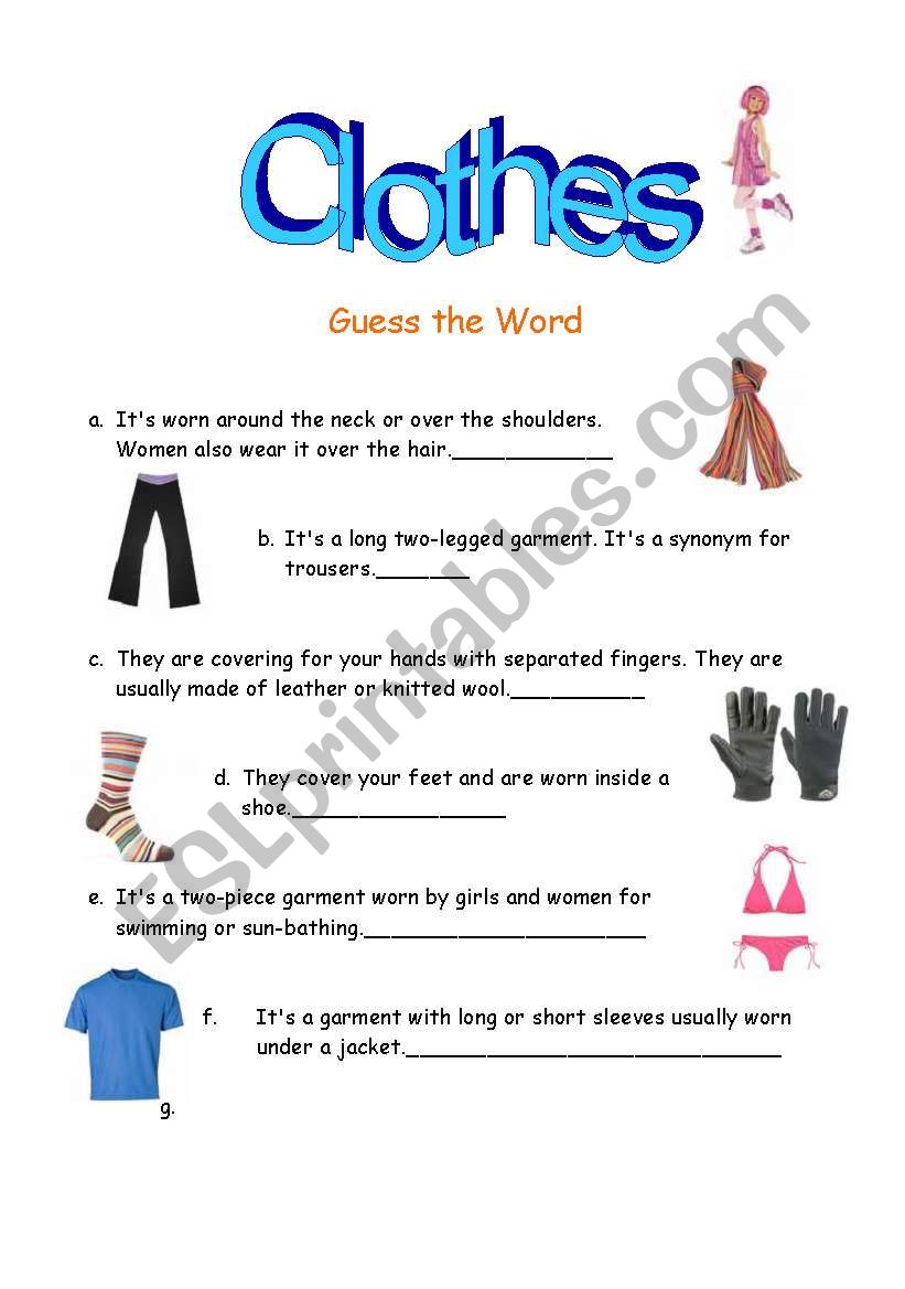 CLOTHES worksheet