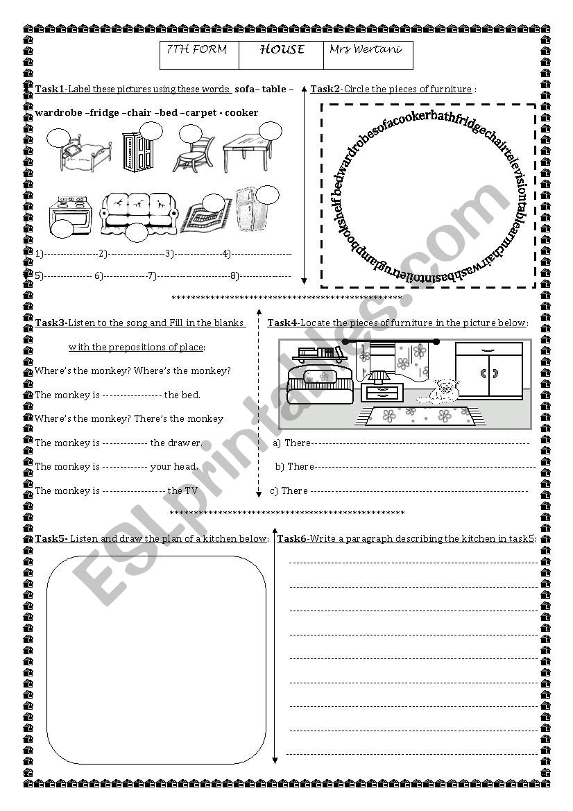 HOUSE worksheet