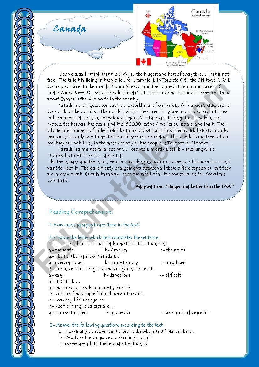 canada worksheet