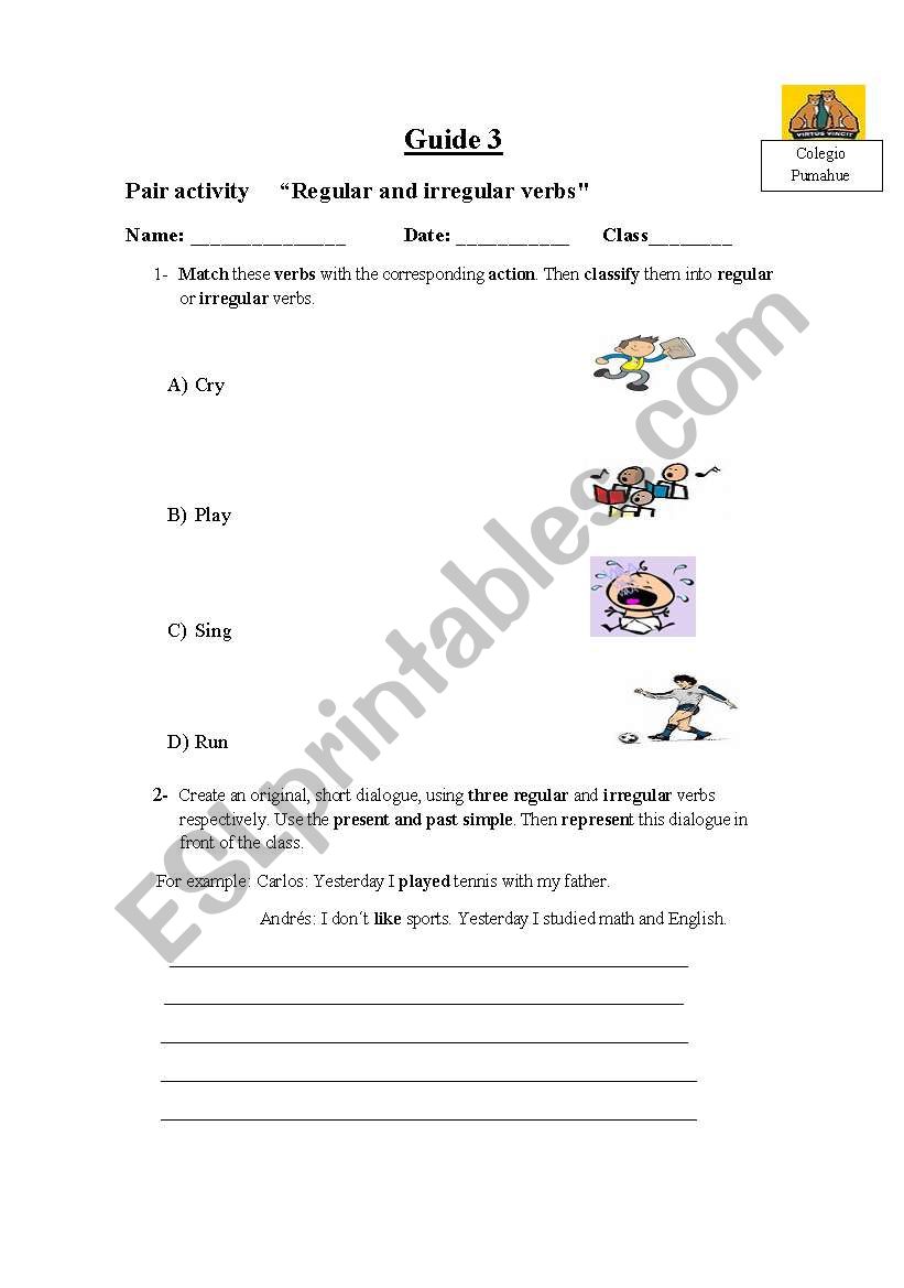 Regular and irregular verbs worksheet