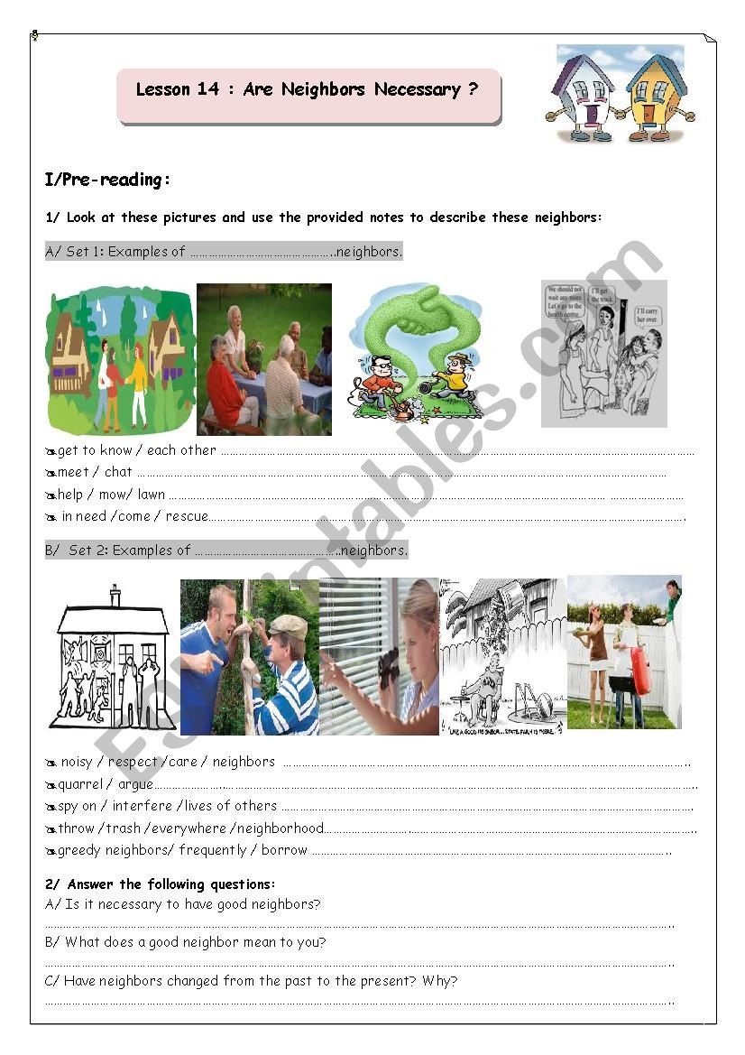 Are Neighbours Necessary?  worksheet