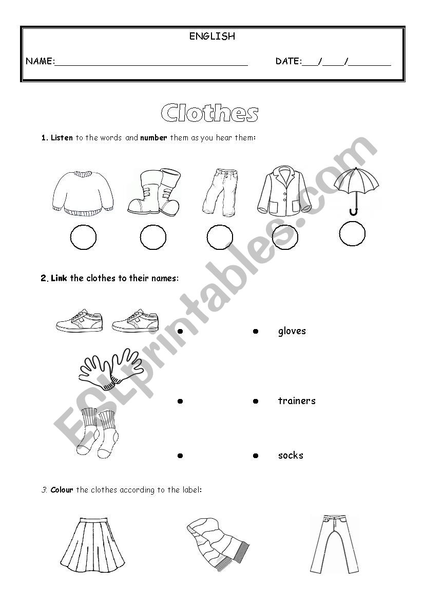 Clothes worksheet