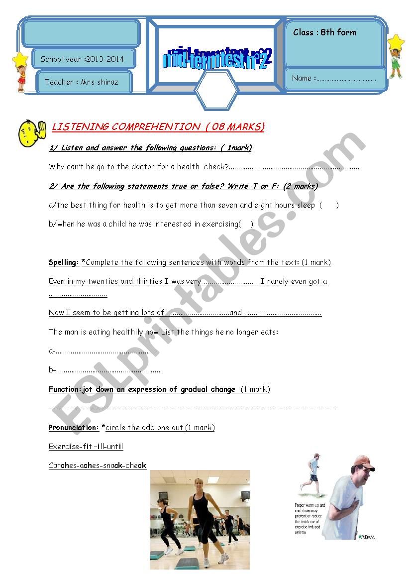 mid test 2 8th form worksheet