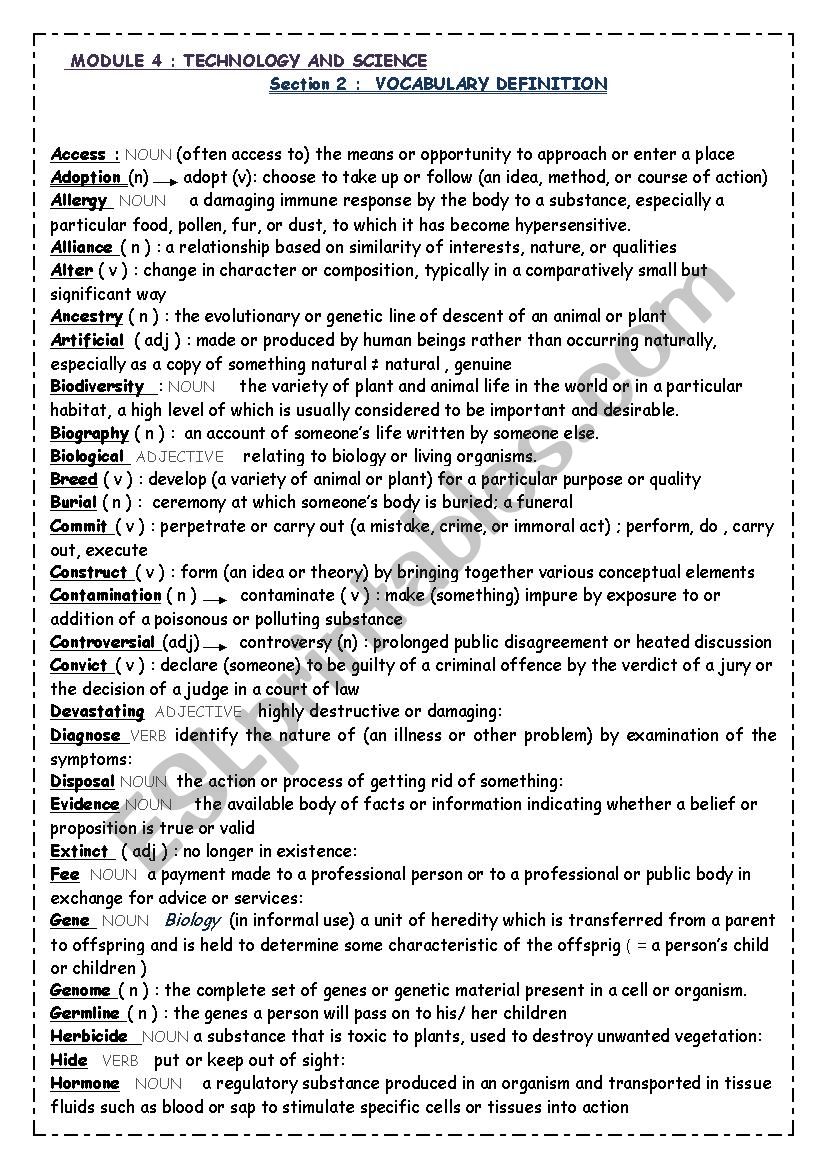 SCIENCE AND TECHNOLOGY worksheet