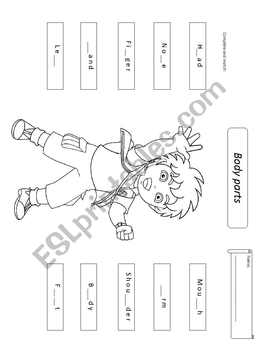 Body parts worksheet