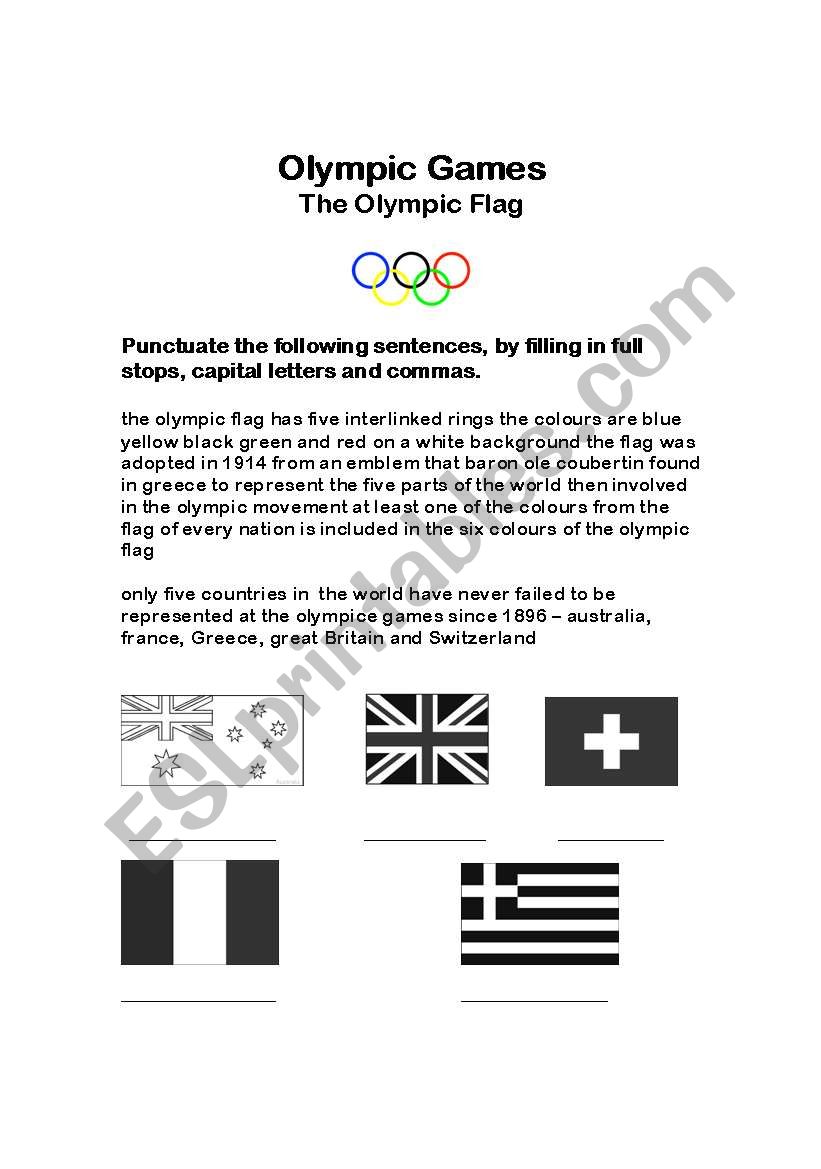 punctuation - olympic games worksheet