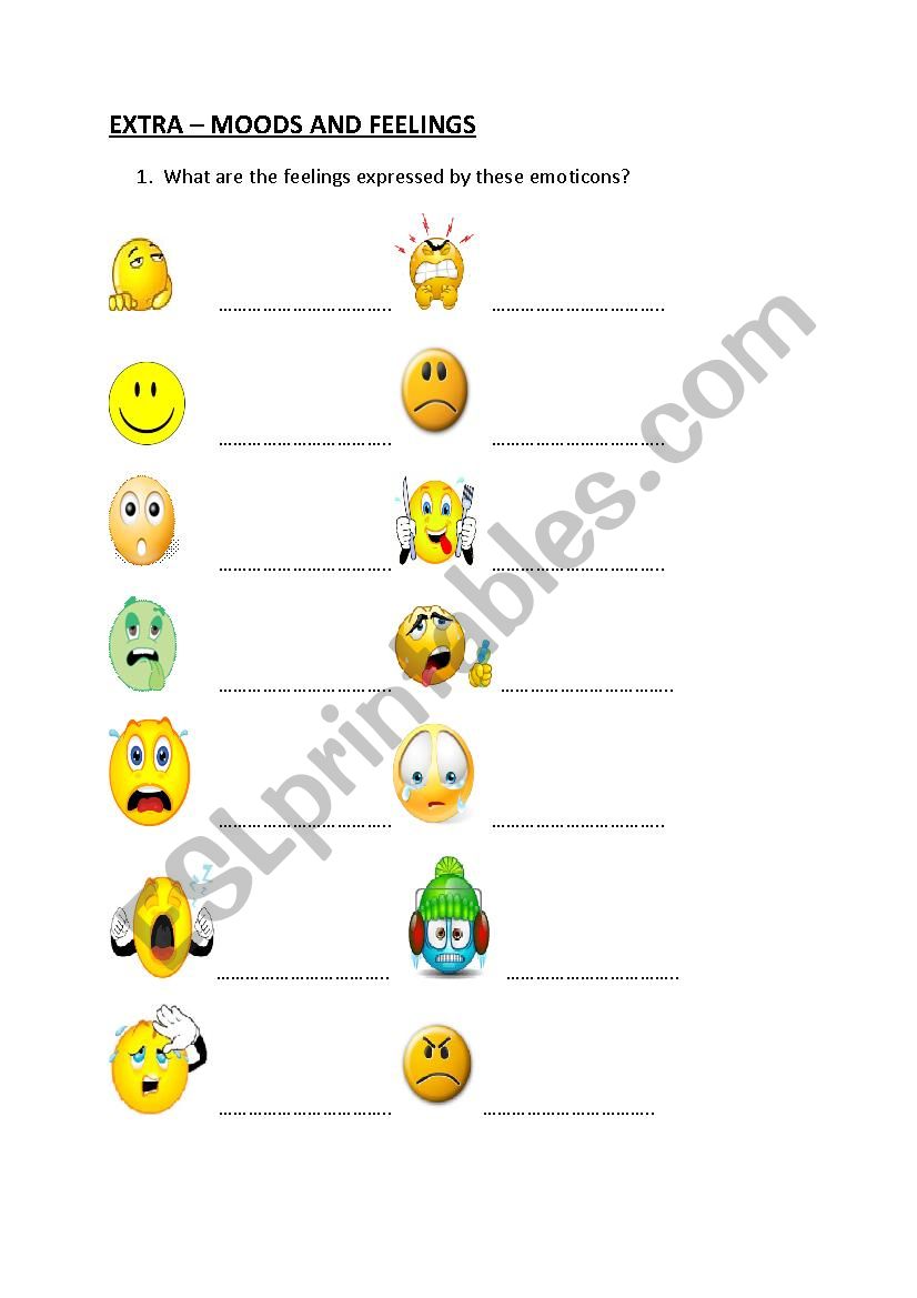 Moods and feelings worksheet