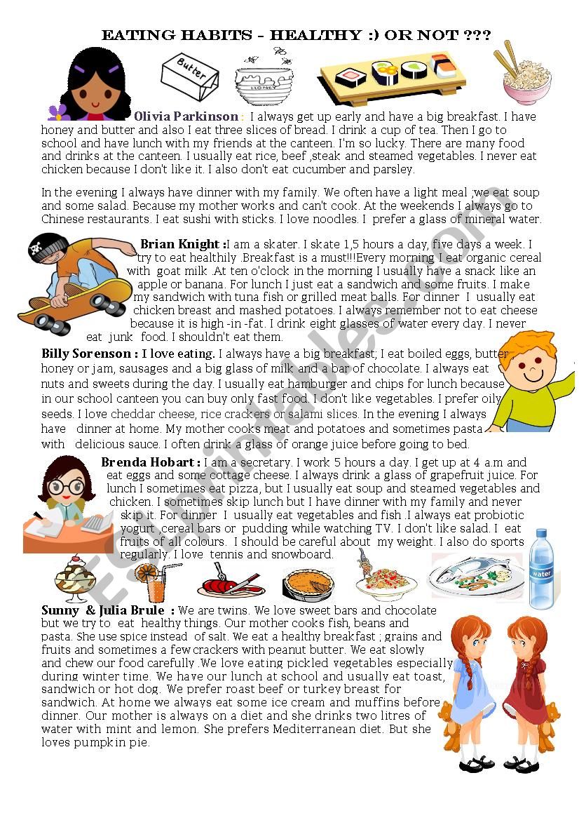 EATING HABITS  worksheet