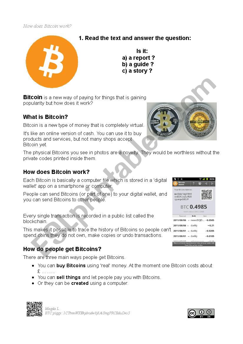 Part 2. How does Bitcoin work? with KEY & LESSON PLAN