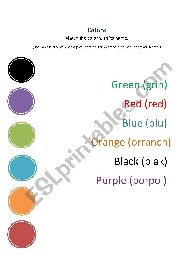 Colors worksheet