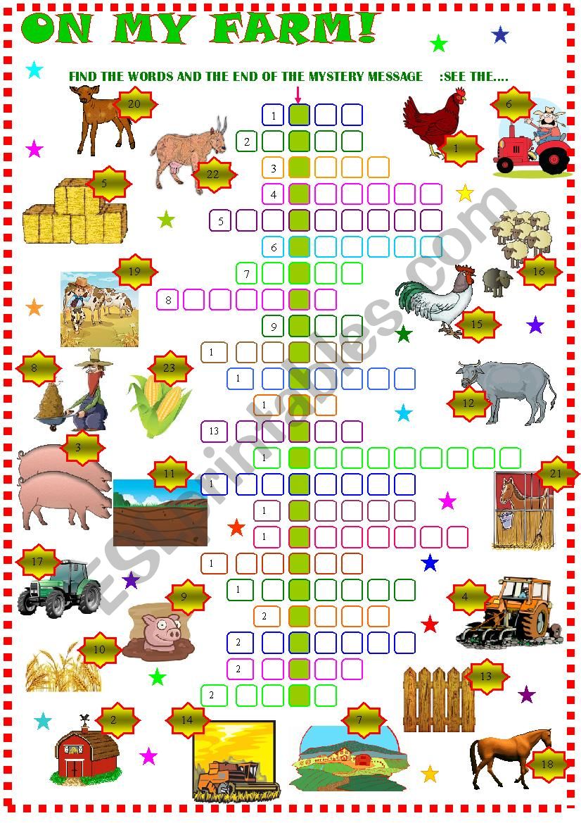 Farm : Crossword puzzle worksheet