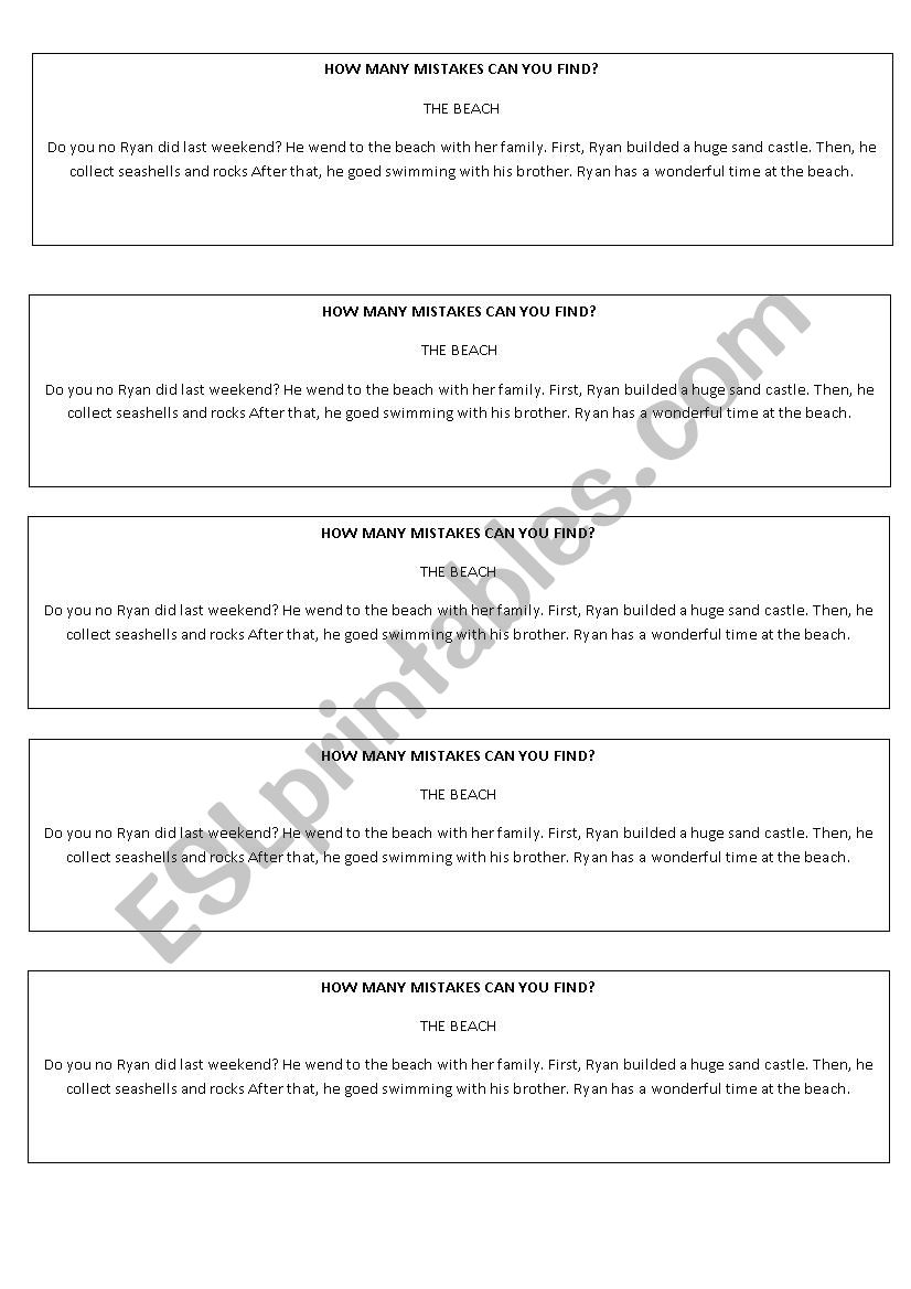 Mistakes  worksheet