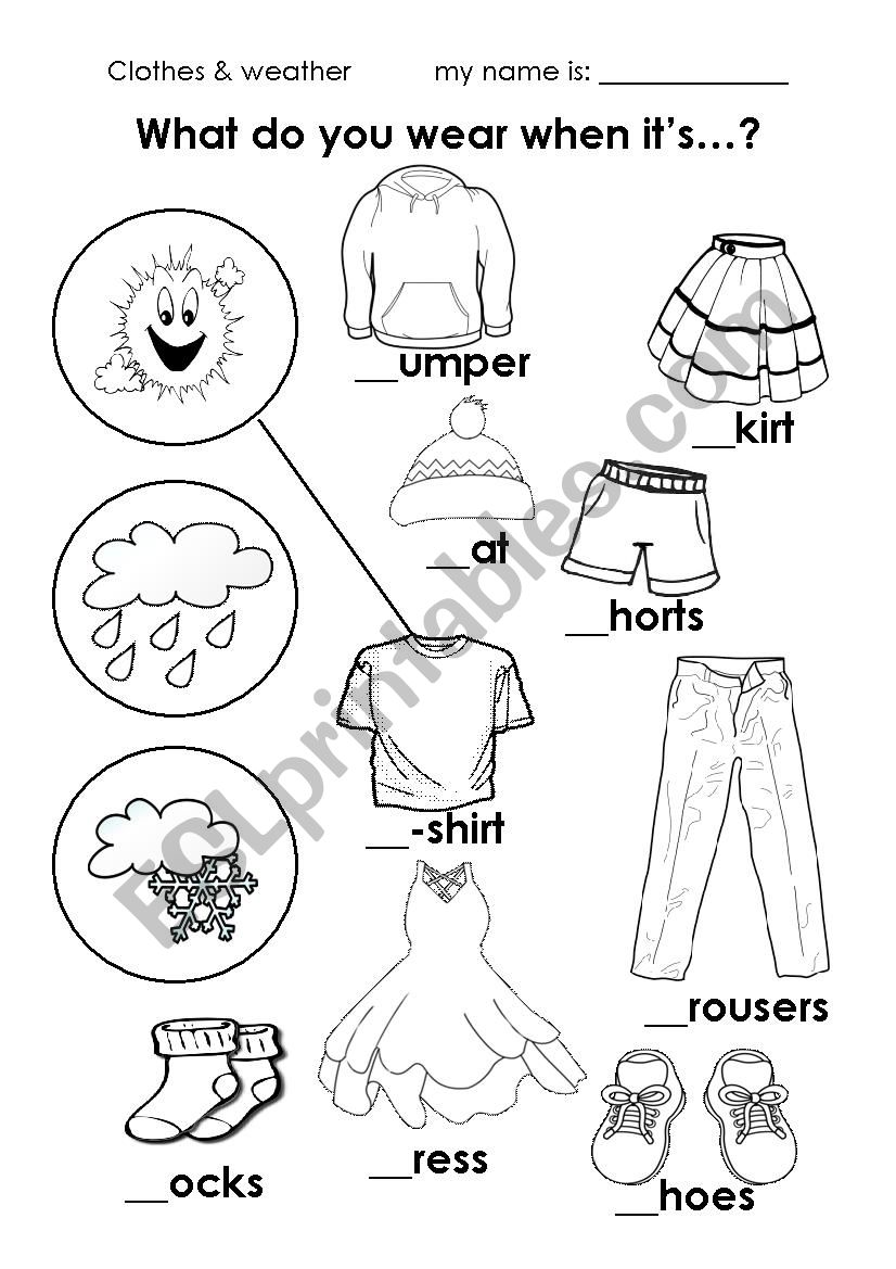 Weather & clothes worksheet