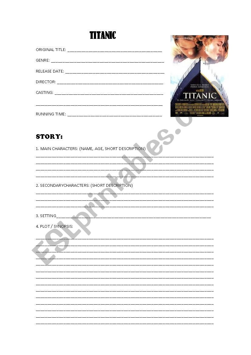 My favourite film worksheet