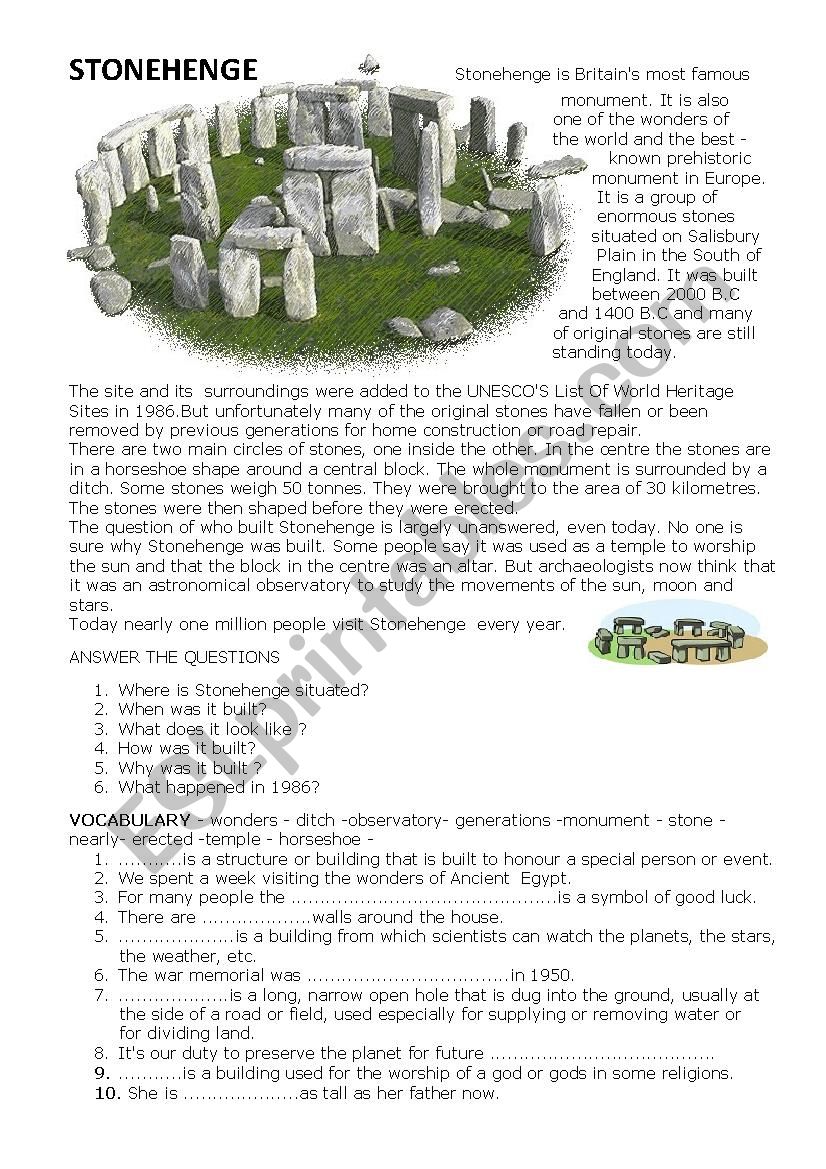 Stonehenge  worksheet