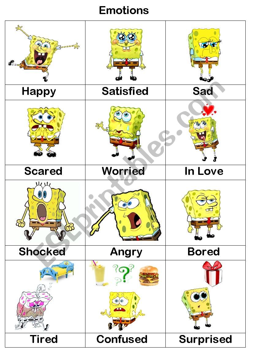 Emotions with Spongebob worksheet