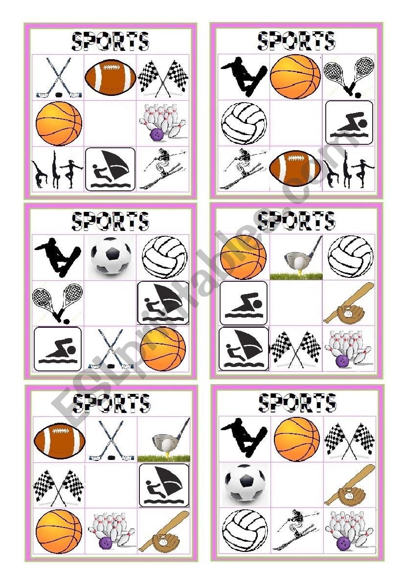 SPORTS BINGO II worksheet