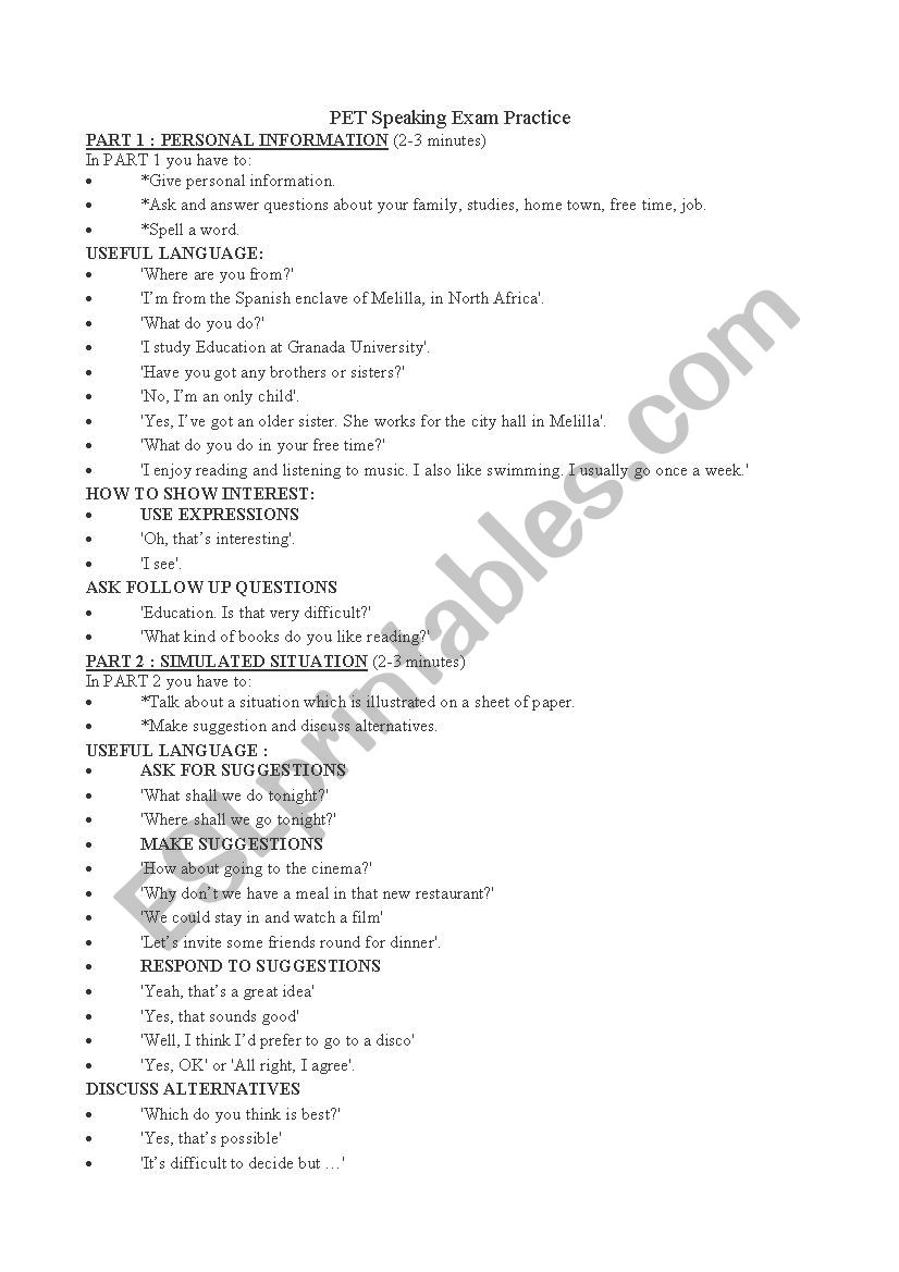 Speaking Exam Practice for adults