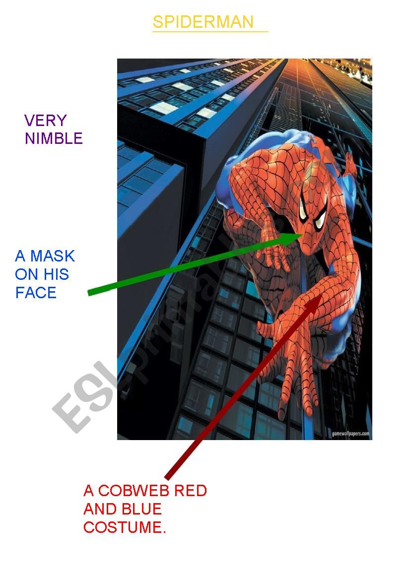 Spiderman a superhero worksheet