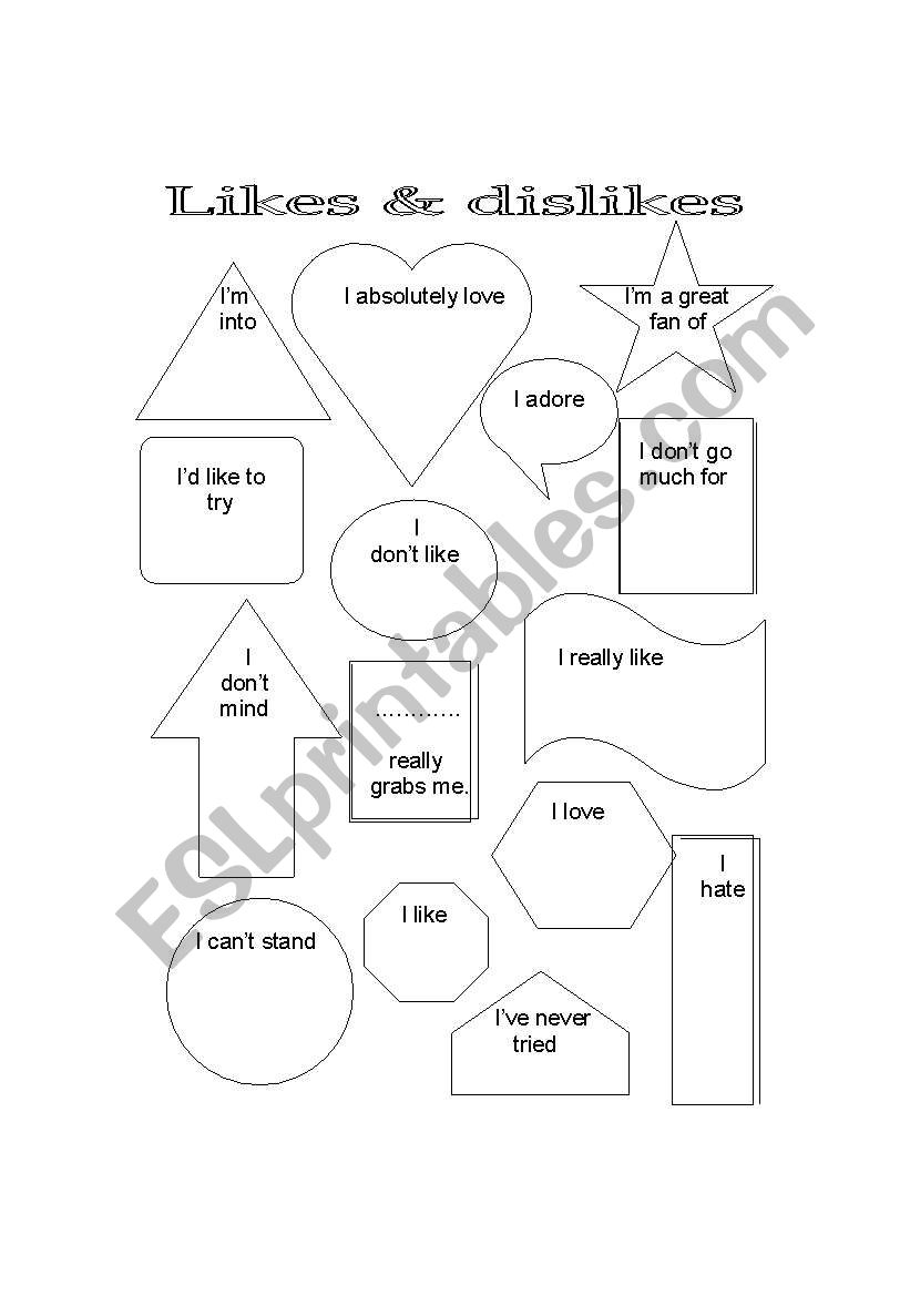 likes & dislikes worksheet