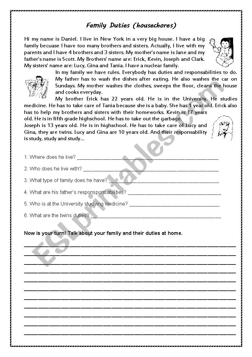 family duties worksheet