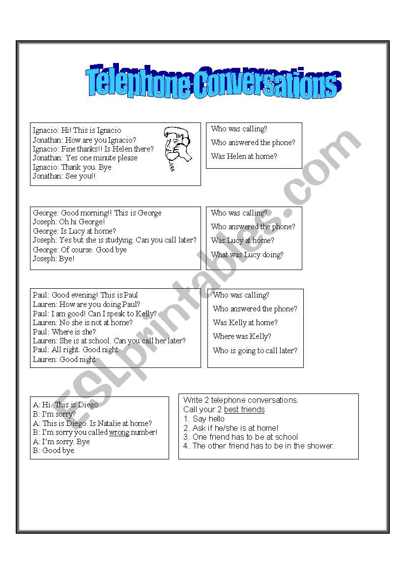 telephone conversations worksheet