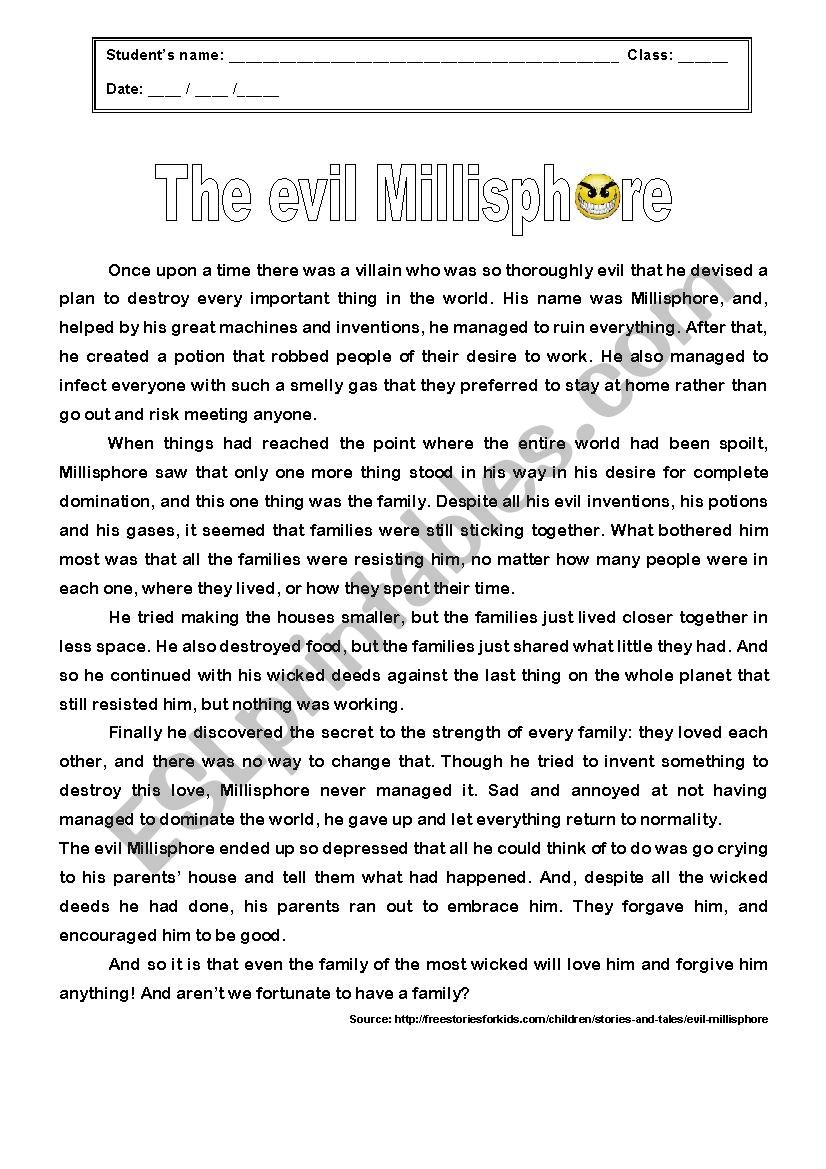 The evil Millisphore worksheet