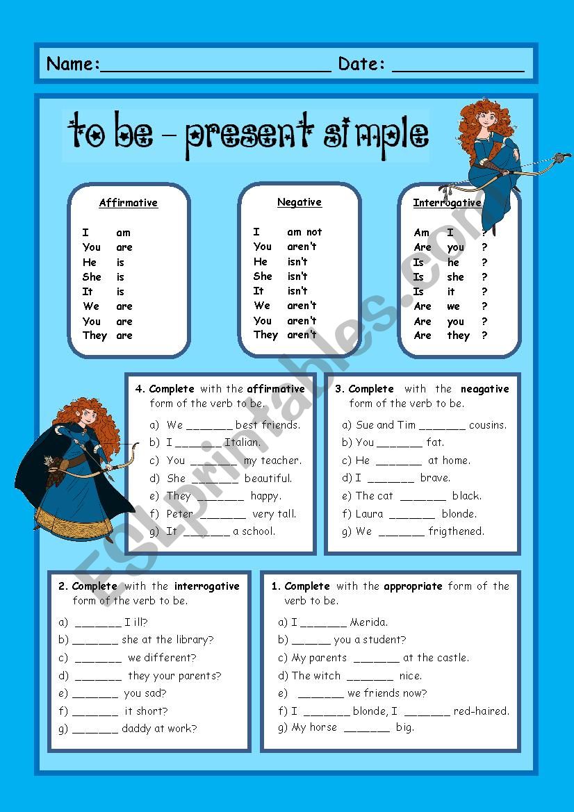 Verb to be - present simple worksheet