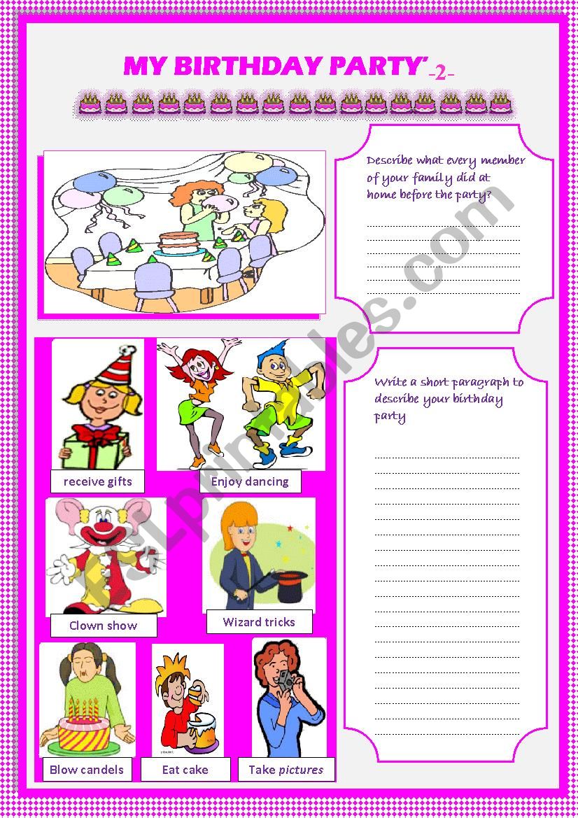 my birthday party (part2) worksheet