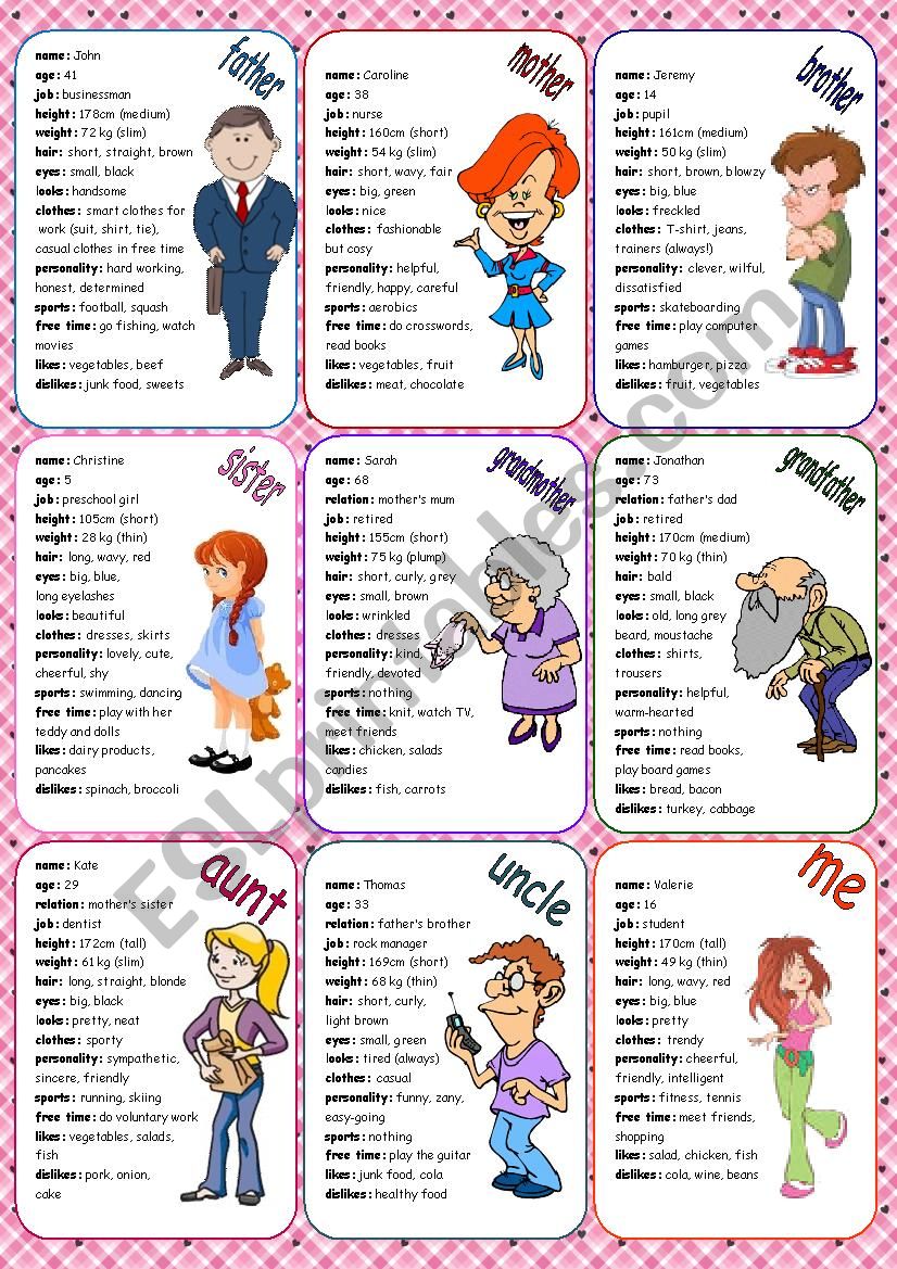 My Family (speaking cards)   worksheet