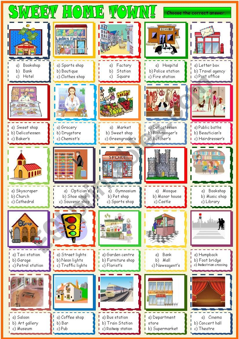 City places: multiple choice activity