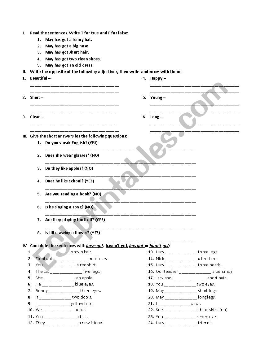 test worksheet