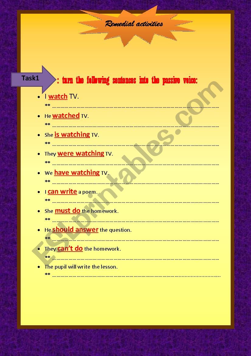 PASSIVE VOICE worksheet