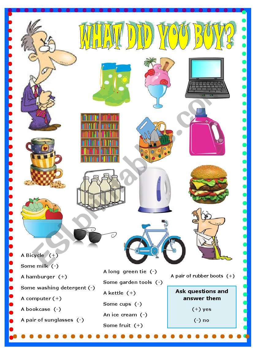 WHAT DID YOU BUY? worksheet