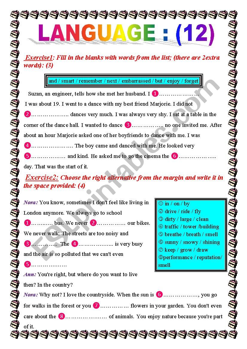 8th formers test worksheet