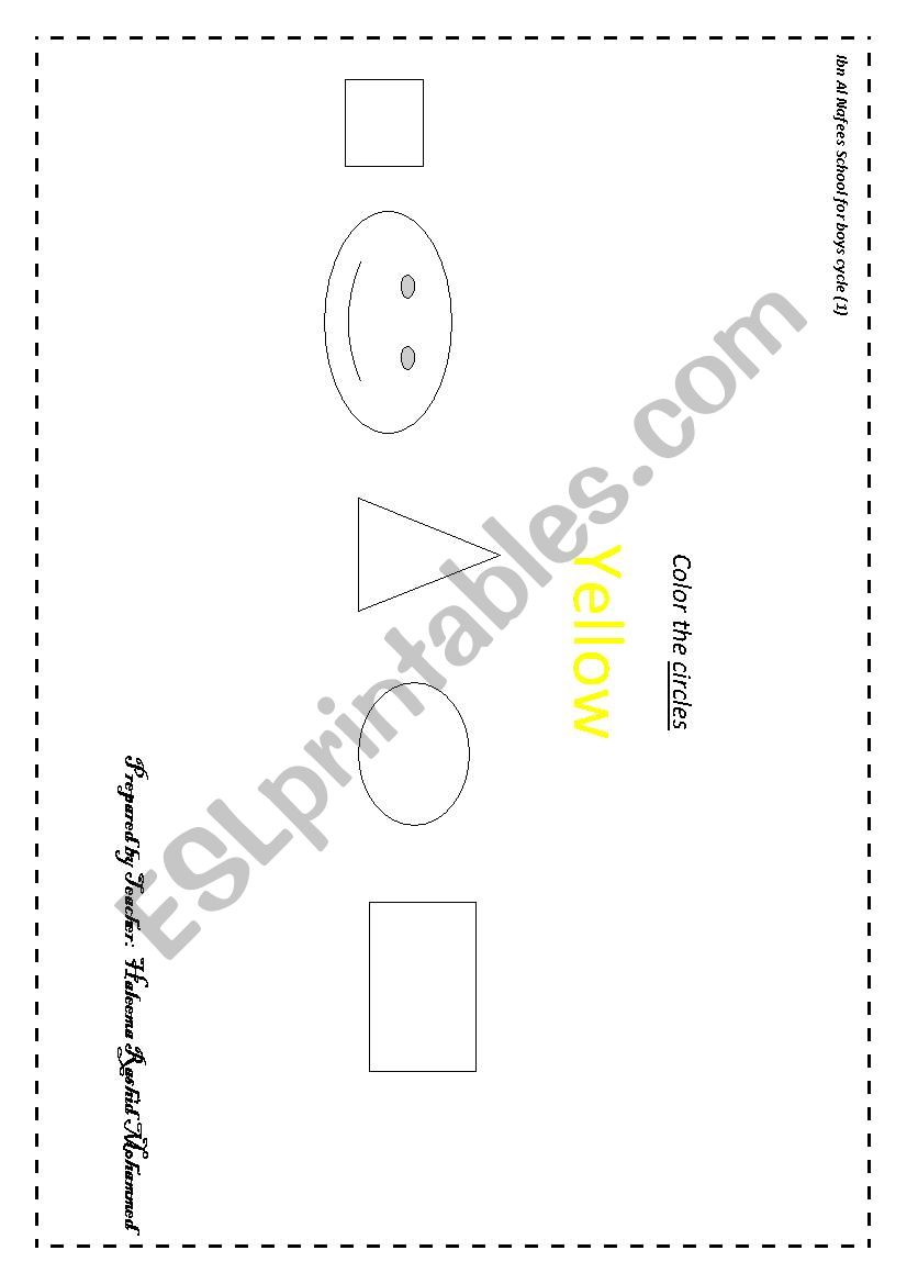 yellow color worksheet