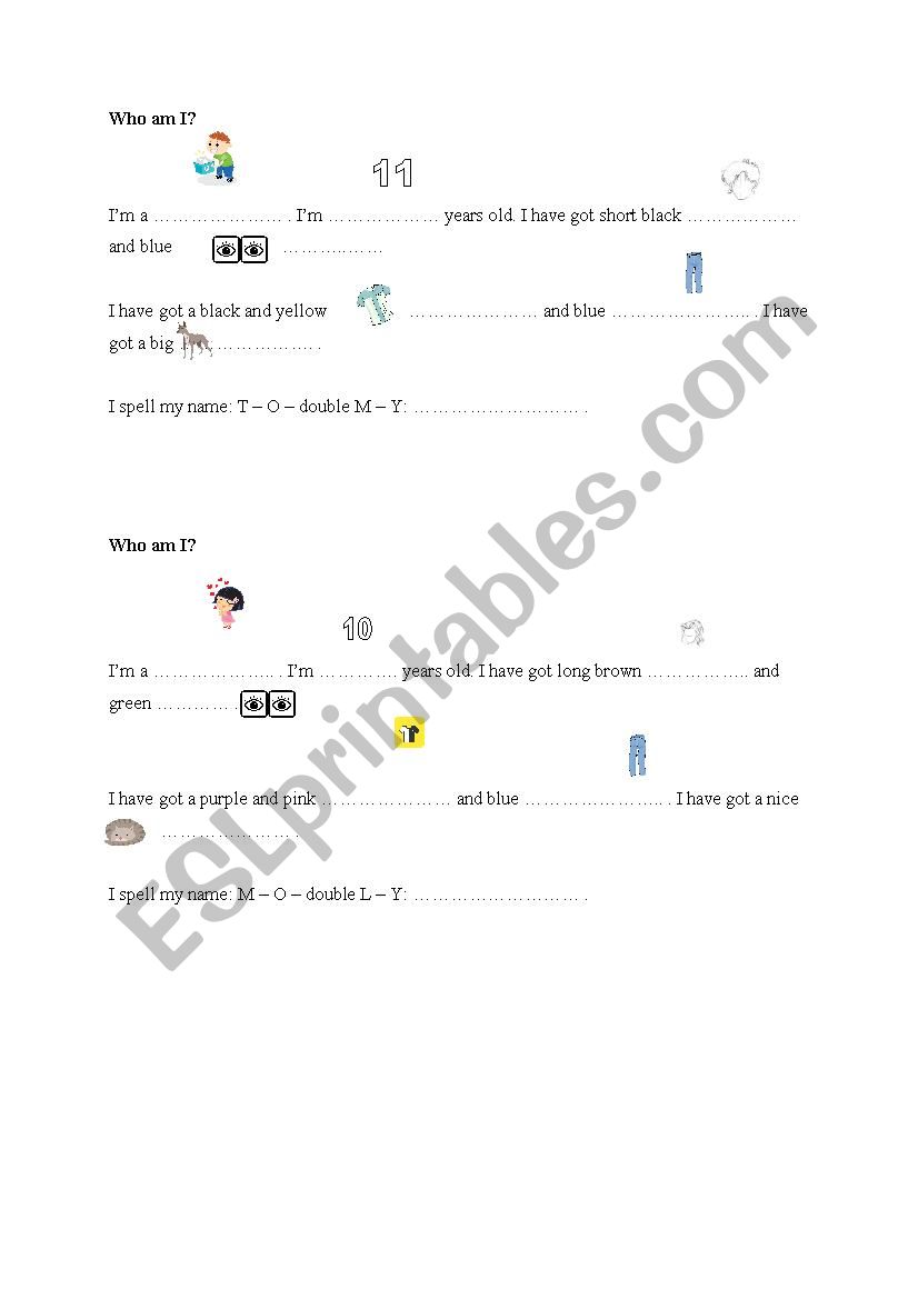 Who am I? worksheet