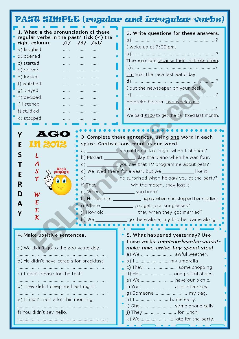 PAST SIMPLE (regular and irregular verbs)