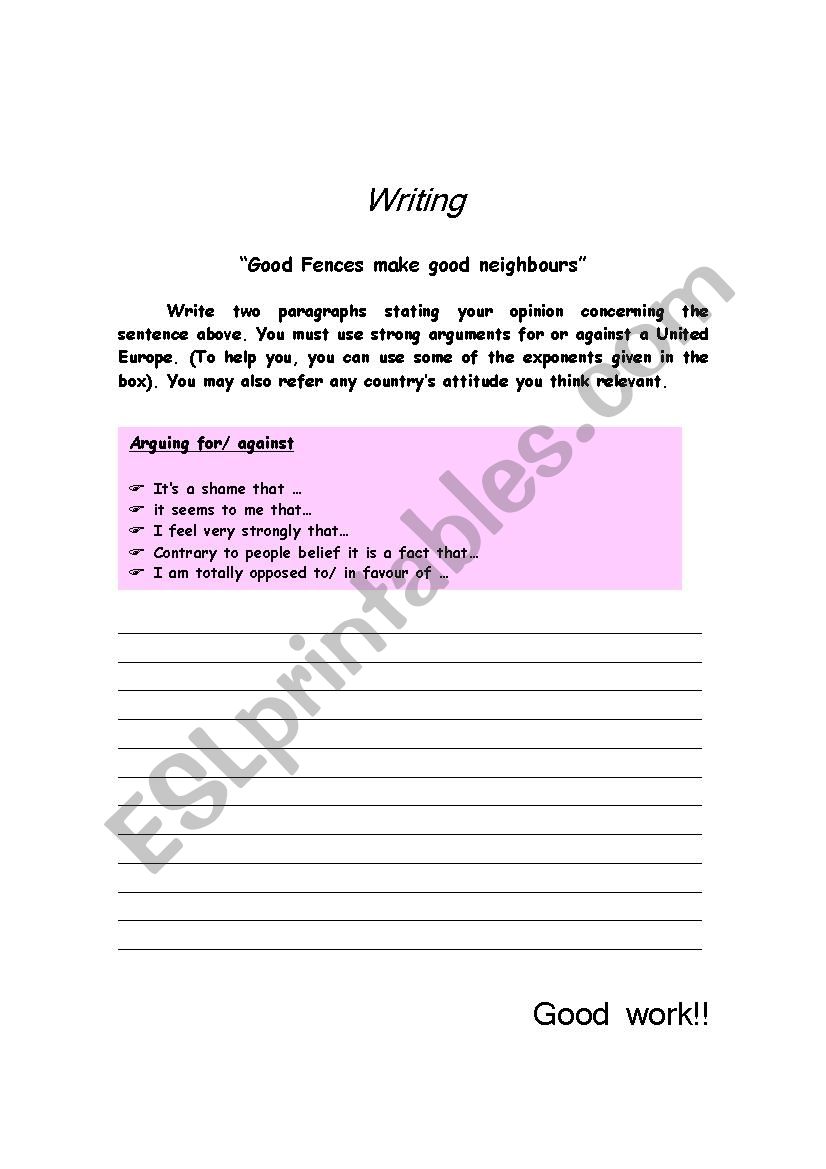 European Union worksheet