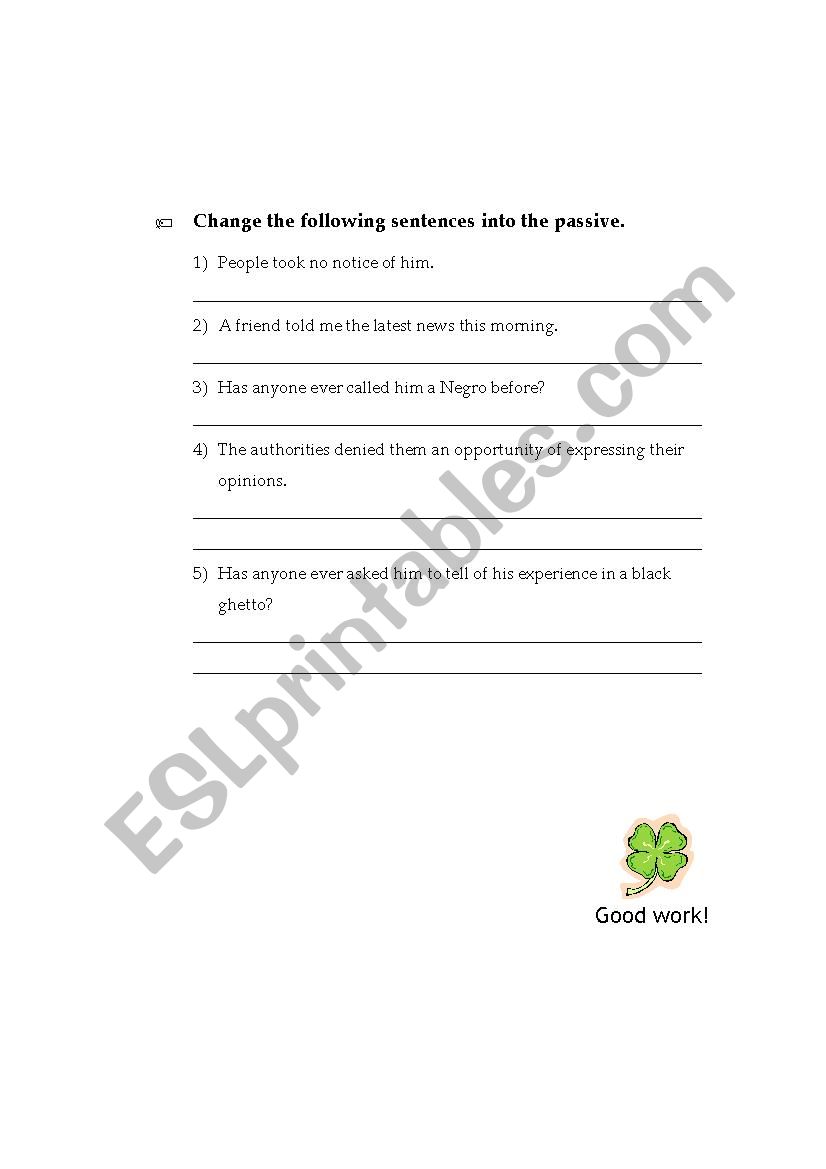 Active/ Passive Voice worksheet
