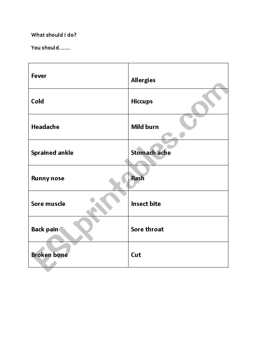 What should I do? worksheet