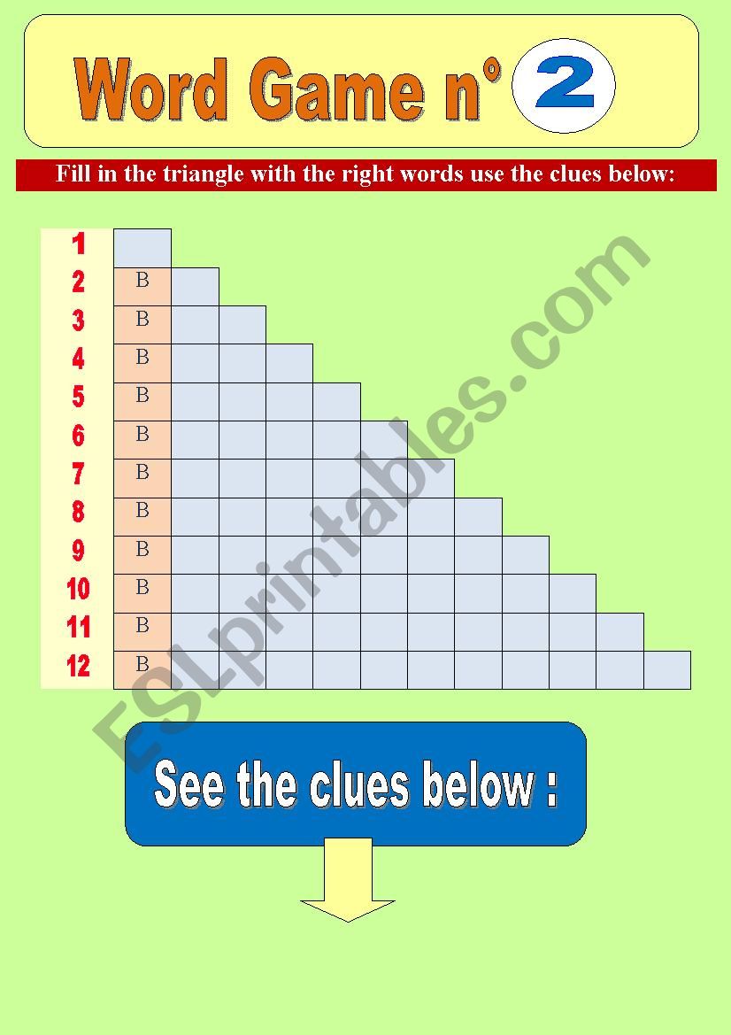 Word game n2 _ word pyramid (triangle) for elementary students) - Focus on letter B (fully editable) & key included!