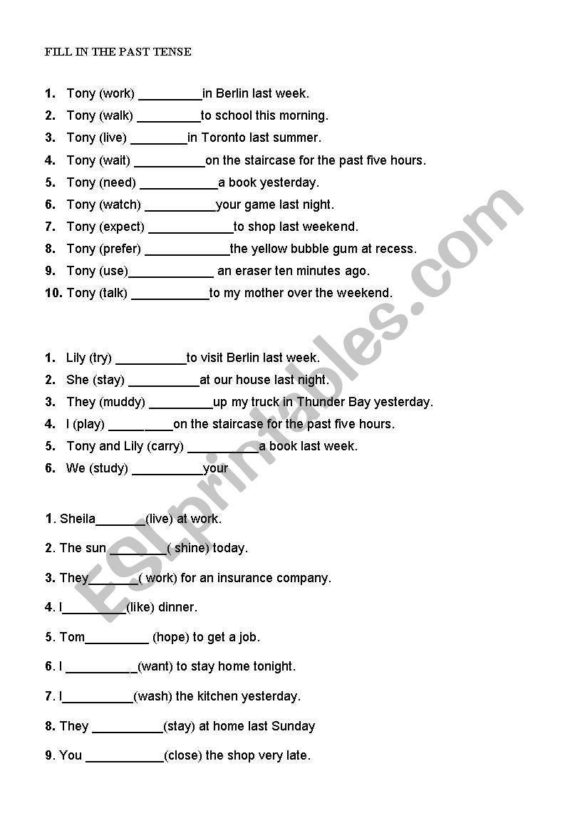 PAST TENSE worksheet