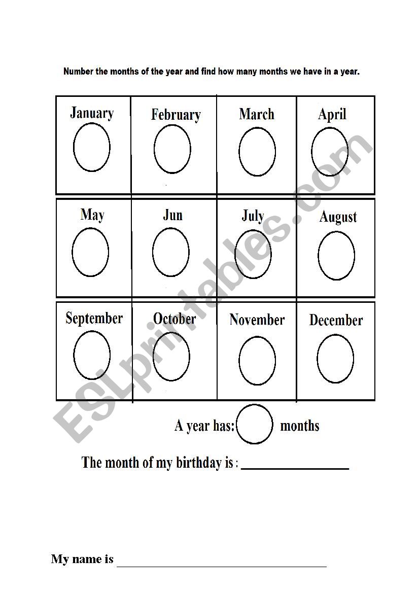 Monthsof the year worksheet