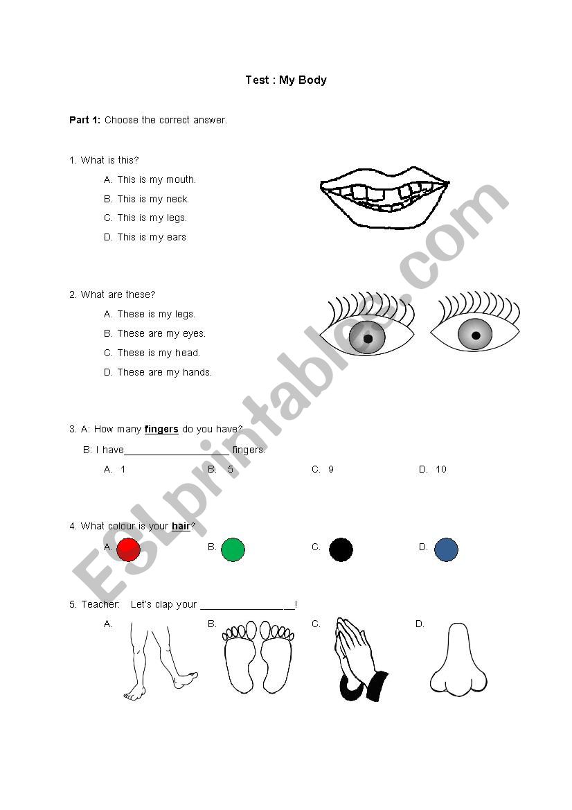 My body (Muiti-task) worksheet