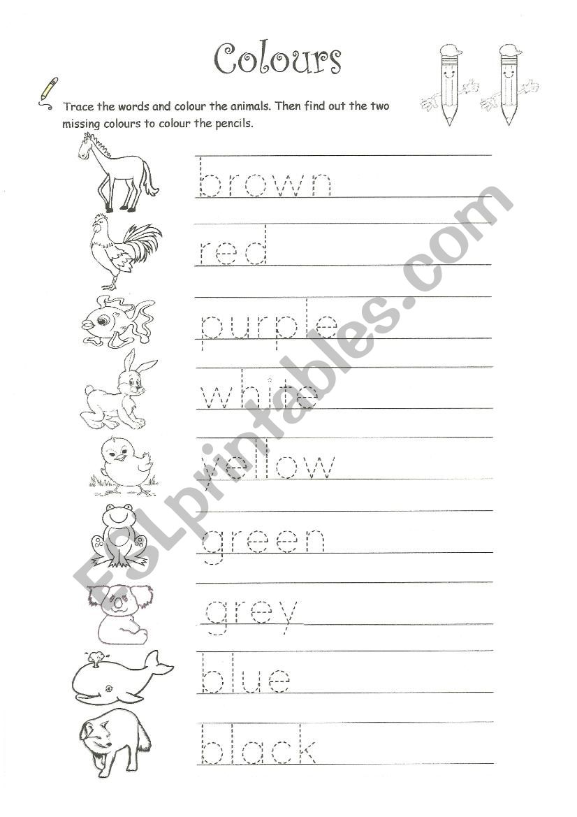 Colours worksheet