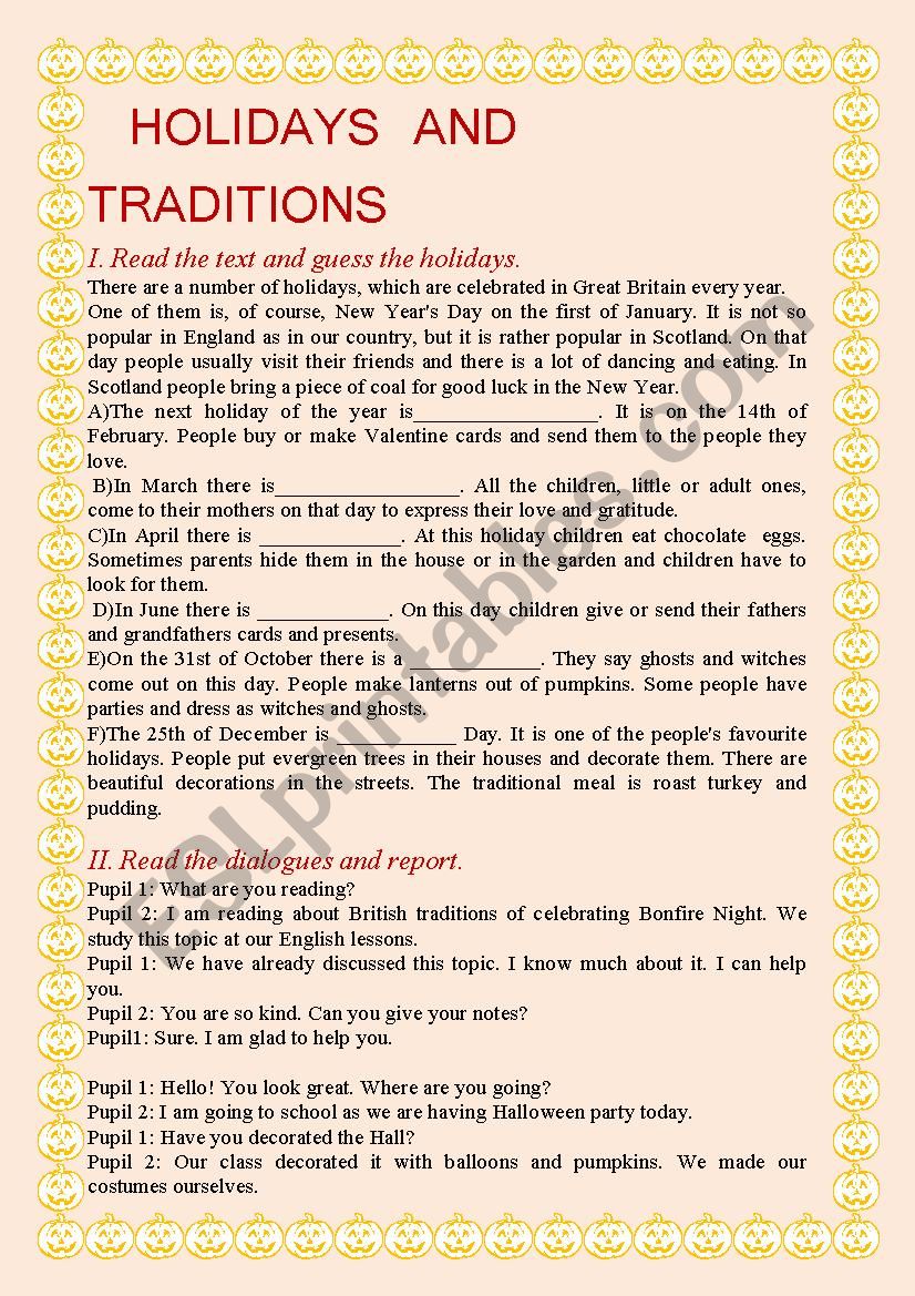 BRITISH HOLIDAYS AND TRADITIONS