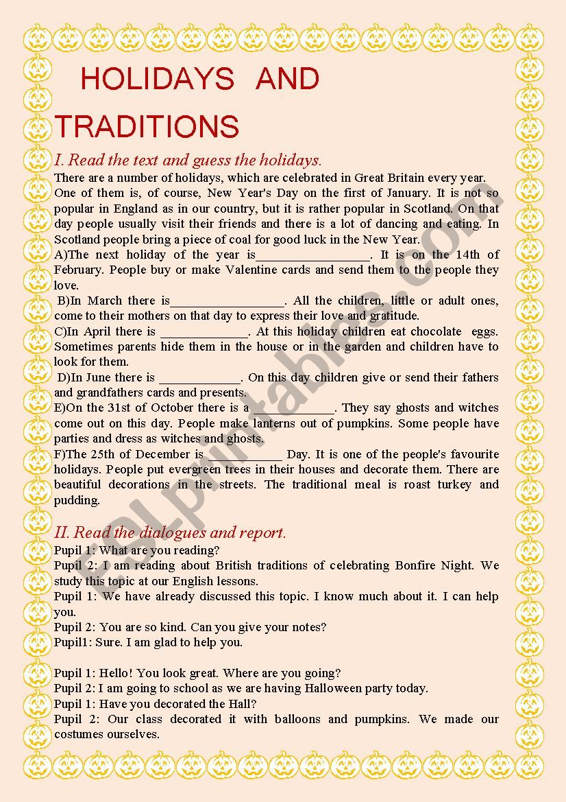 Топик: British traditional holidays